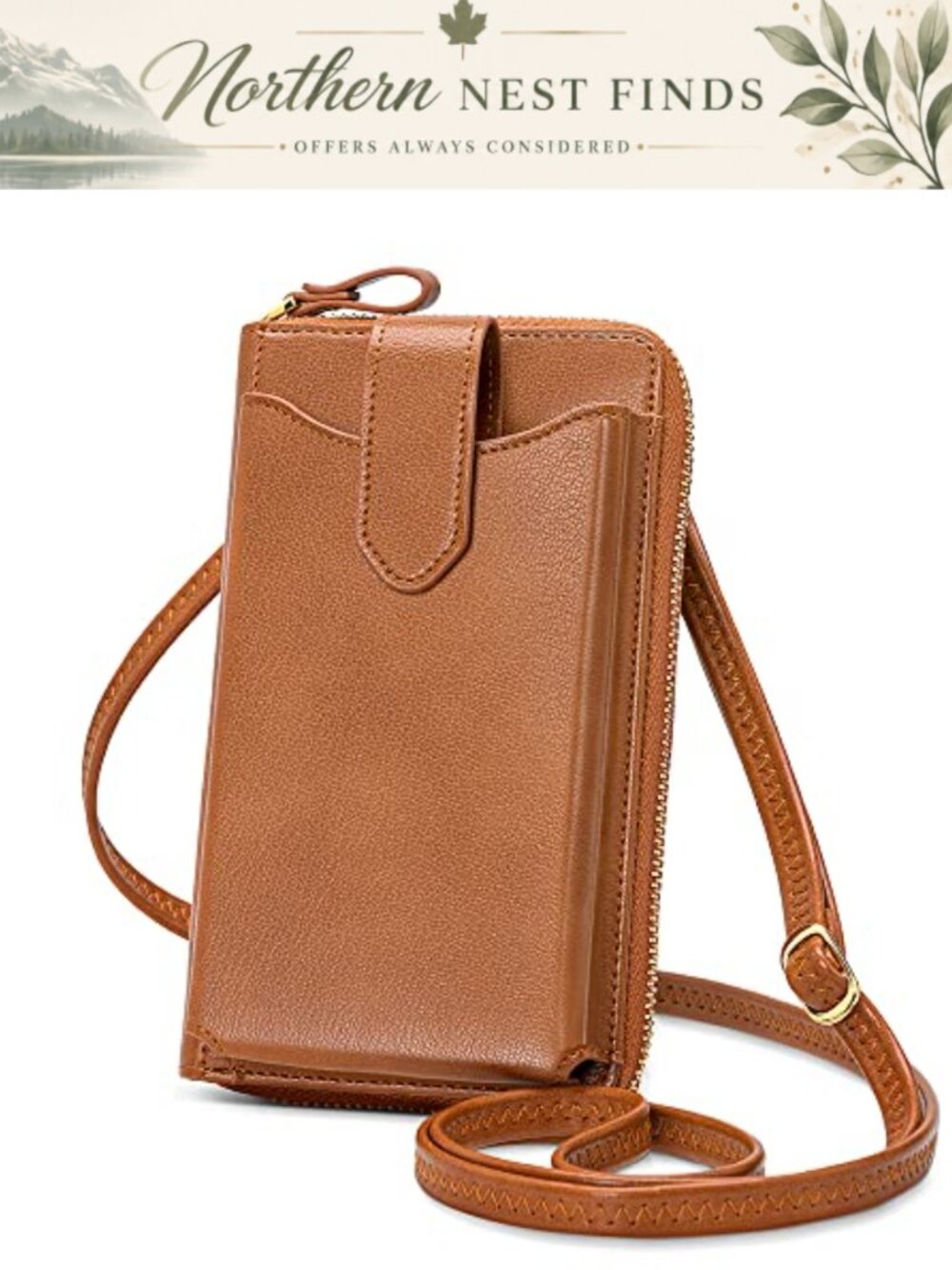 Small Crossbody Wallet Cell Phone Purse Vegan Leather RFID Blocking Card Slots